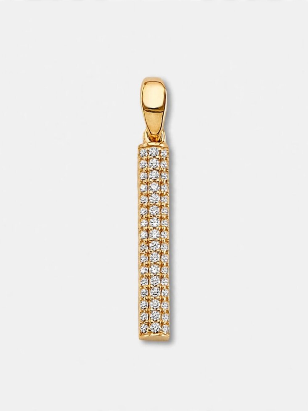 14K Gold CZ Bar Pendant By Tehrani Jewelry